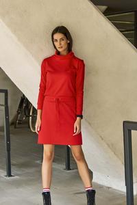 Deep Red Mini Dress With Turtleneck