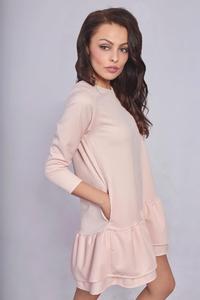 Pink Girlish Romantic Style Dress with Frills&Pockets