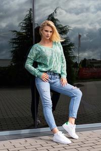 Openwork V-neck sweater - Mint