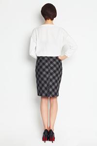Grey Pencil Plaid Pattern Skirt