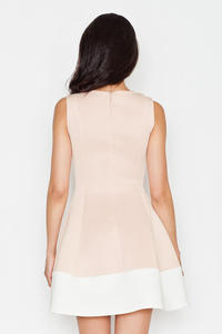 Beige Sleeveless Retro Style Mini Dress