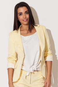 Yellow Long Lapel Blazer with Contrast Cuffs