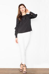 Black Long Sleeves Blouse with a Frill