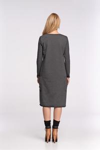 Dark Grey Asymetrical Casual Dress with Front Pockets