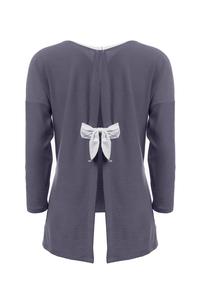 Grey Long Sleeved Top with Bow at The Back