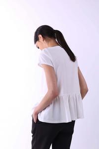 Ecru Blouse with a Frill at the Bottom