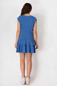 Blue Casual Mini Dress with Frills