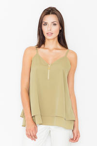 Olive Green Two Layers Spaghetti Straps Top