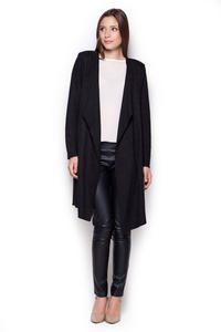 Black Long Waterfall Cardi Sweater Coat