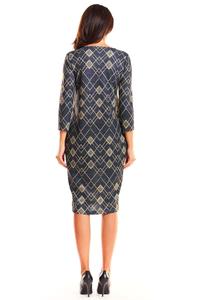 Formal Wear Simple Romby Dress with Pattern with Sleeves ¾