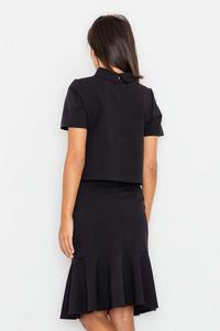 Black Short Sleeves Tourtleneck Blouse