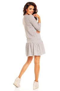 Grey Long Sleeves Sporty Smock Dress