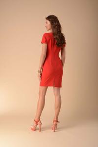 Fitted Dress with Shaping Tabs - Red