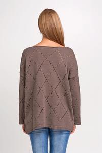 Cappuccino Ajure Pattern Oversize Sweater