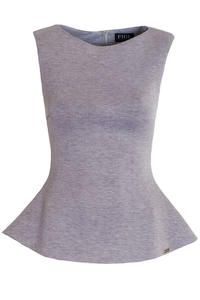 Flecked Grey Peplum Blouse with Back Zipper Fastening