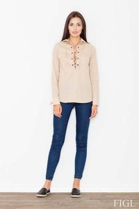 Beige Lace-up Front Shirt