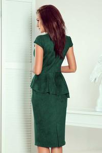 Green Peplum Dress Asymmetrical Cut