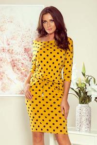 Mustard sports dress with drawstring at the waist