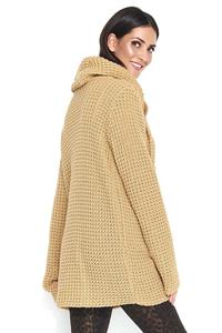 Camel Loose Turtleneck Sweater with Envelope Bottom