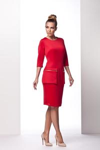 Red Elegant Form Dress with Pockets