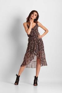 Midi Leopard Dress Asymmetrical Bottom