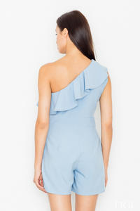 Blue Asymetrical Frilled Summer Jumpsuit