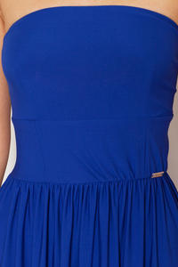 Blue Bandeau Maxi Dress with Side Slit