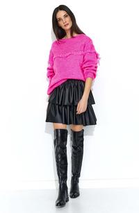 Pink Oversize Sweater with Openwork Sleeve