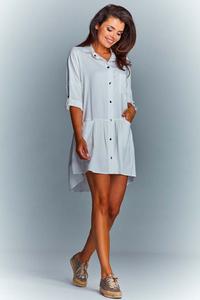 White Loose Frill Shirt Dress