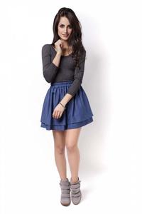 Blue Elastic Waist Firlled Mini Skirt