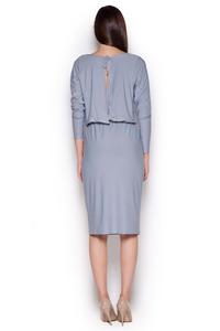 Grey Back Slit Knee Length Shift Dress