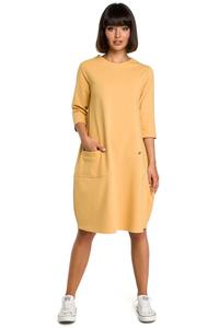 Yellow Casual Style Dress with Pockets