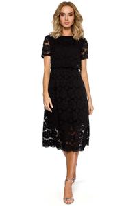 Black Lace Dress Midi Length