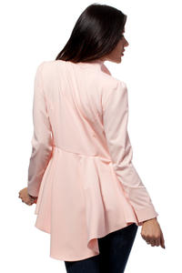 Powder Pink Seam Blazer with Cascading Back Hemline