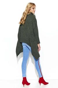 Loose Turtleneck Sweater with Long Sides - Khaki