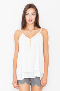 Ecru Two Layers Spaghetti Straps Top