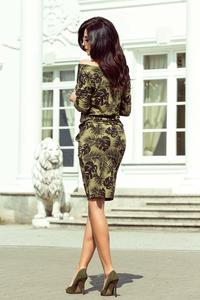 Khaki Dress Drawn in Round Leaves