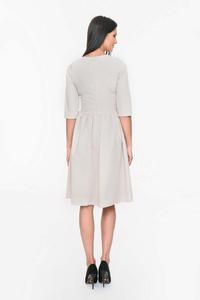 Beige Office Style Flared Dress