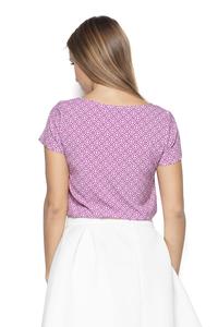 Pink Scoop Neckline Geometric Pattern T-shirt