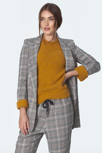 Plain sweater with a round neckline - mustard