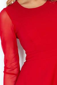 Red Coctail Dress with Transparent Sleeves