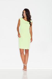 Green Straight Midi Dress with Stitching