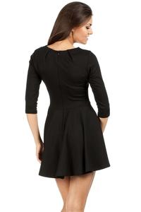 Black Pleated Neckline Flippy Dress