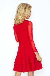 Red Coctail Dress with Transparent Sleeves