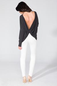 Black Loose Deep Back Cut-ot Blouse