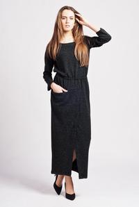 Dark Grey Street Style Maxi Dress with Pocket
