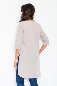 Beige Simple Office Style Long Blouse-Tunic