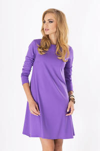 Purple Plain Long Sleeves Dress