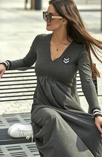 Graphite Long Knitted Dress in a Sporty Style