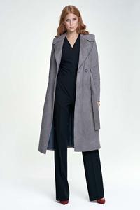 Grey Classic Elegant Belted Coat